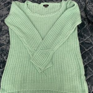 Mint Green Cable-Knit Sweater